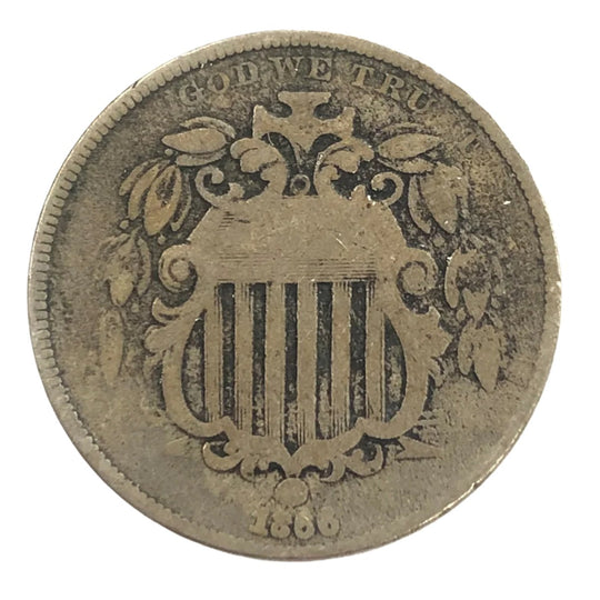 1866 With Rays Shield Nickel (G)