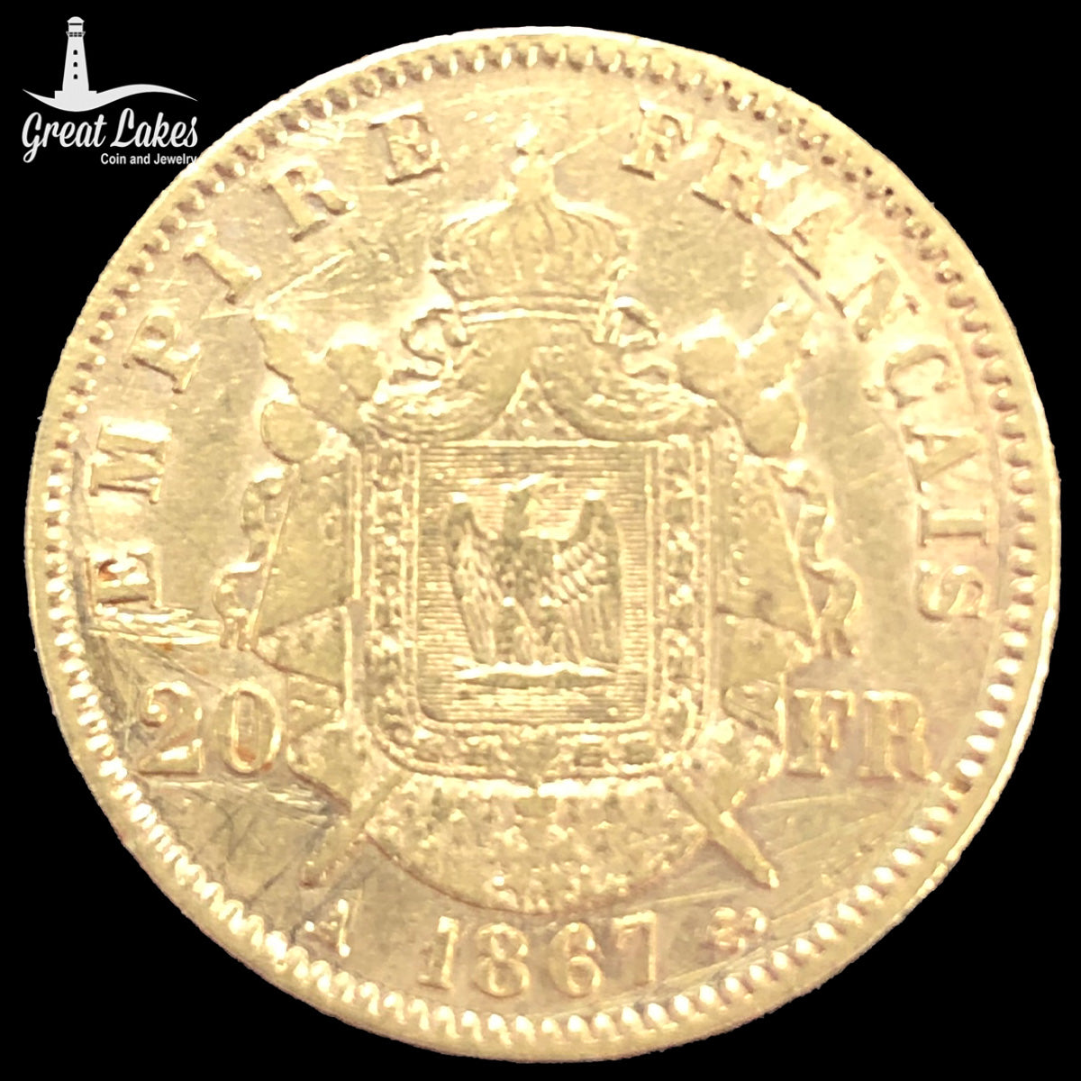 1867-A French 20 Francs Napoleon III (XF)