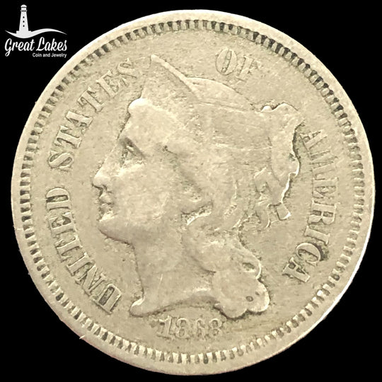 1868 Three Cent Nickel (F)