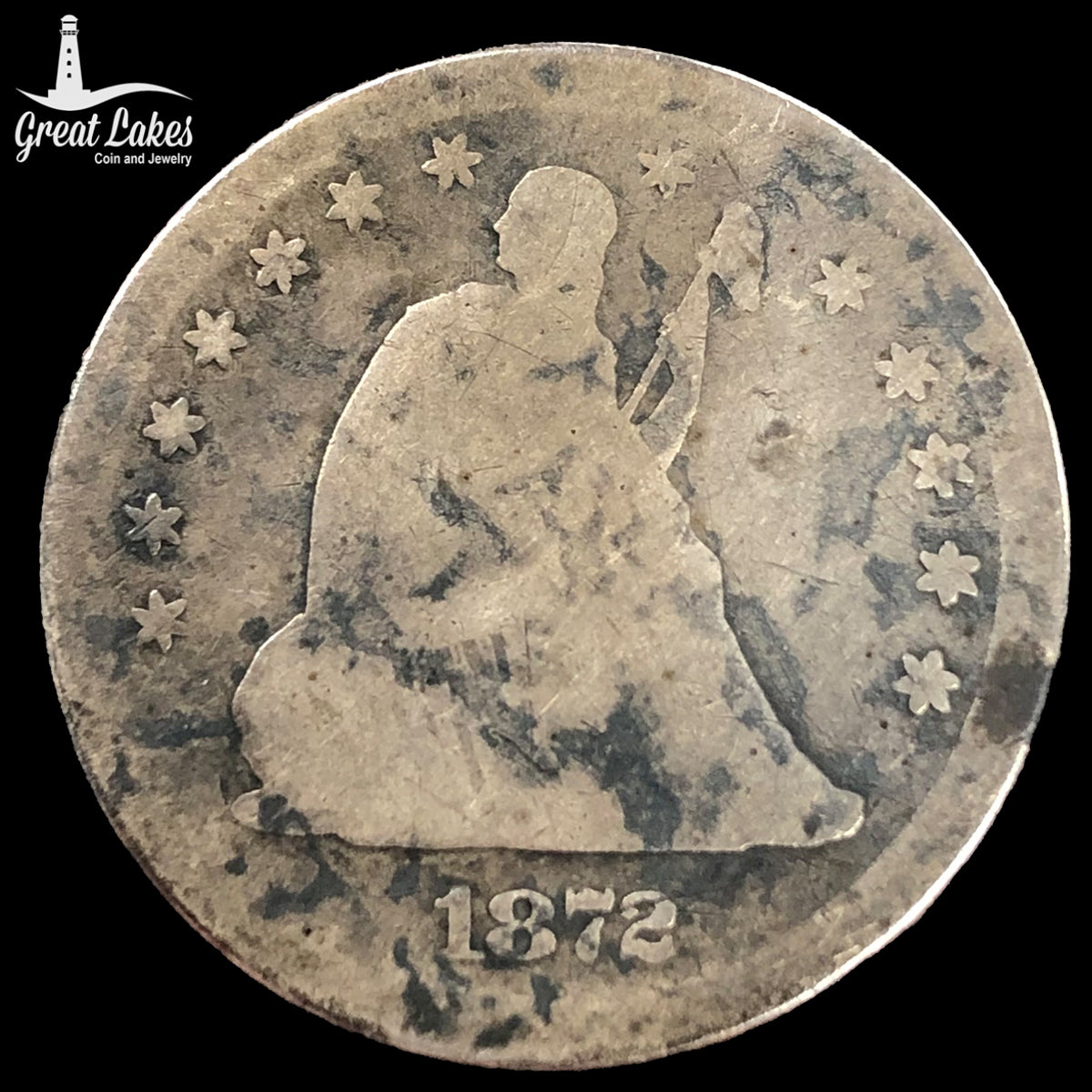 1872-S Seated Liberty Quarter (AG Details)