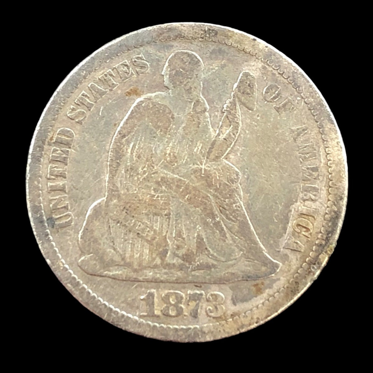 1873 Closed 3 Seated Liberty Dime (VG Details)