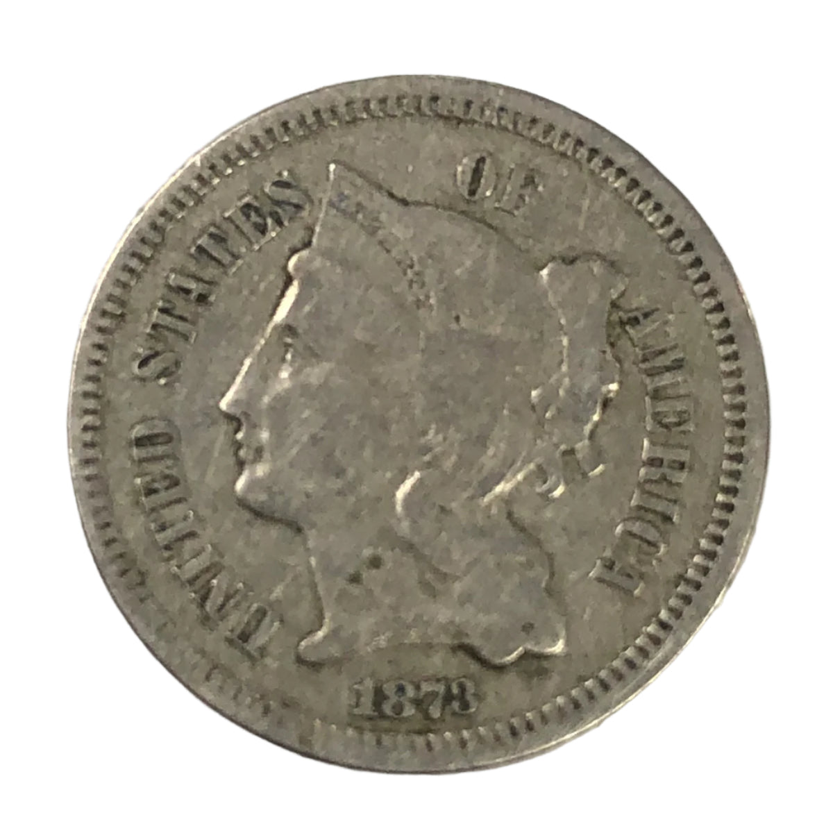 1873 Closed 3 Three Cent Nickel (VG)