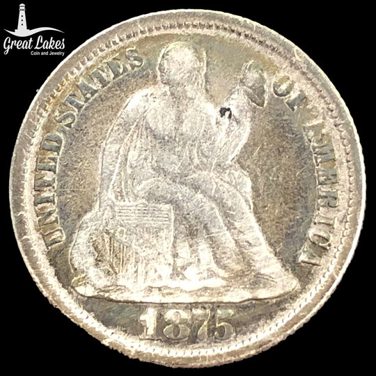 1875 Seated Liberty Dime (VF) (Cleaned)