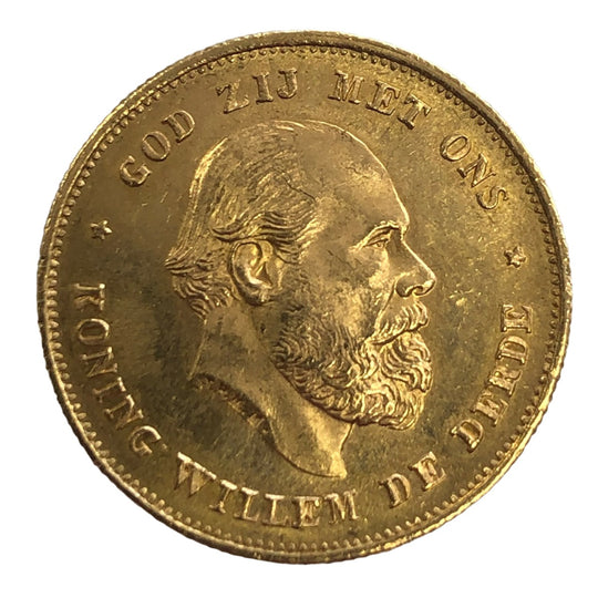 1875 Netherlands 10 Gulden Gold (AU - BU)