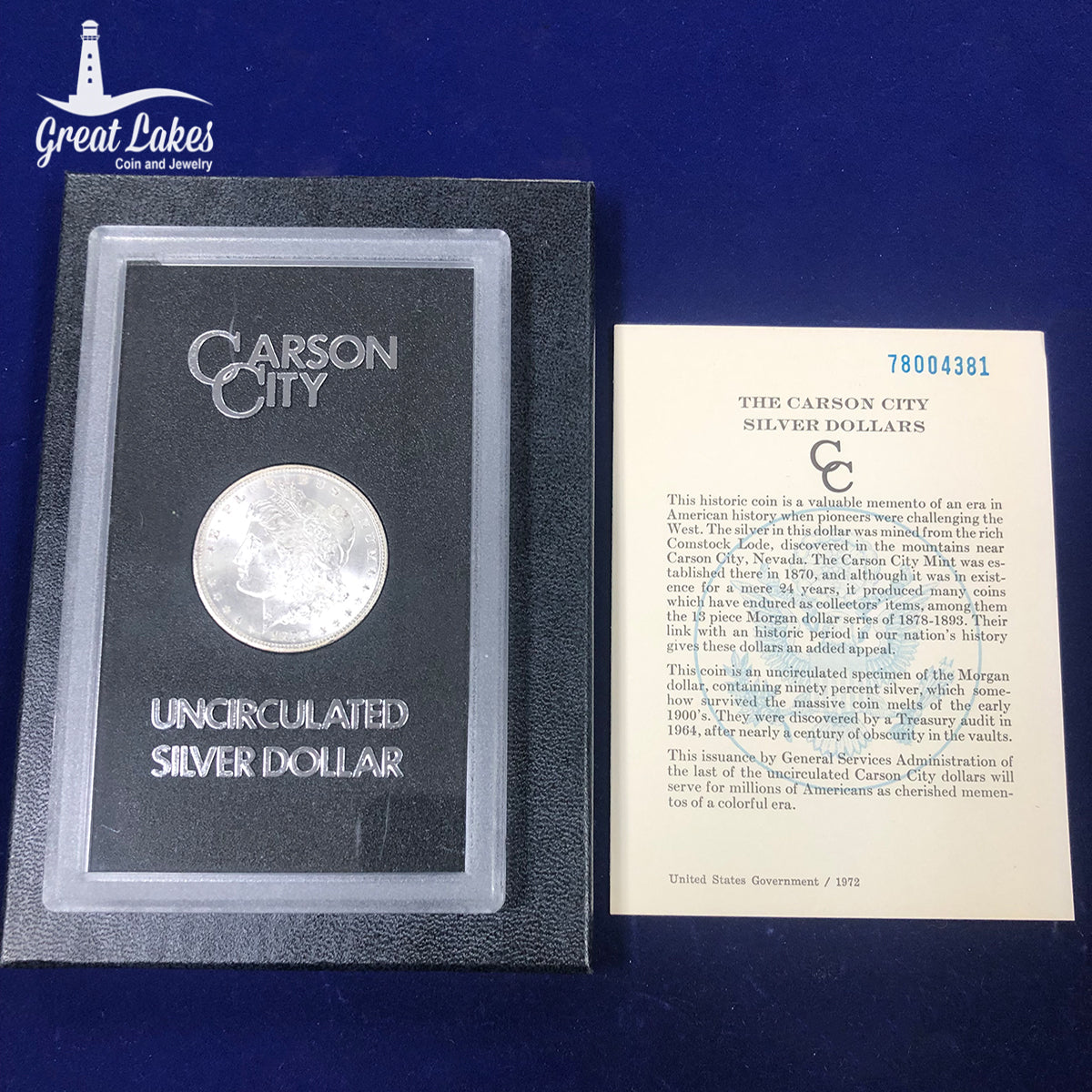 1878-CC Morgan Silver Dollar GSA (With Box &amp; CoA)