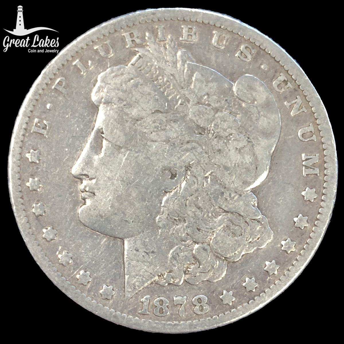 1878 7 Tail Feather Morgan Silver Dollar (F Details)