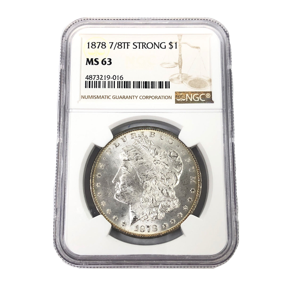 1878 7/8 Tail Feather Strong Morgan Silver Dollar NGC MS63