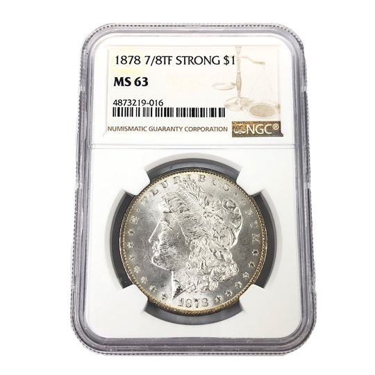 1878 7/8 Tail Feather Strong Morgan Silver Dollar NGC MS63