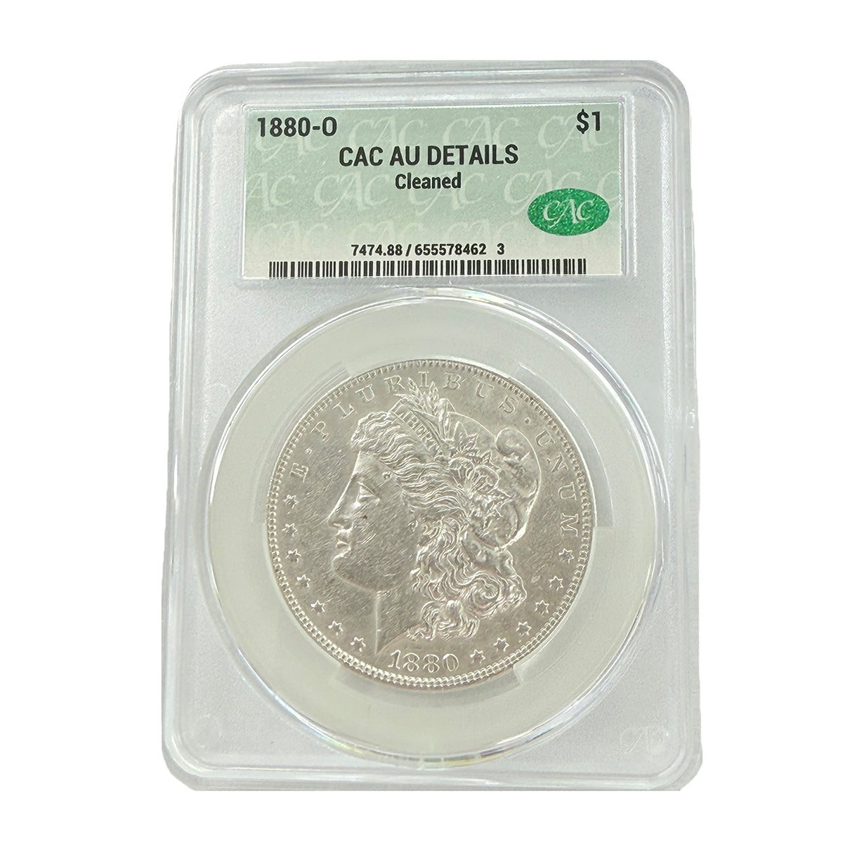 1880-O Morgan Silver Dollar CAC AU Details (Cleaned)