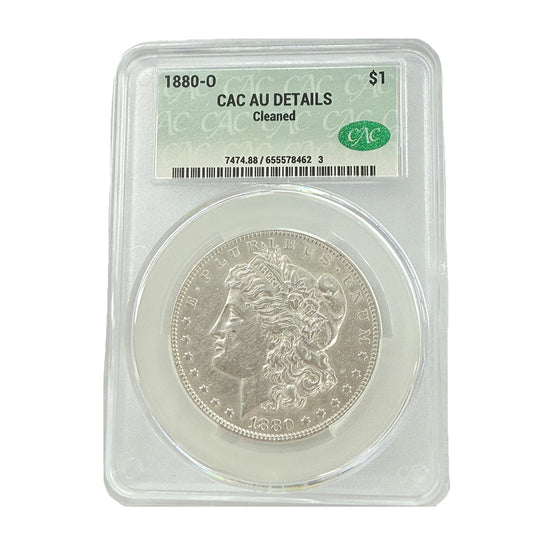 1880-O Morgan Silver Dollar CAC AU Details (Cleaned)