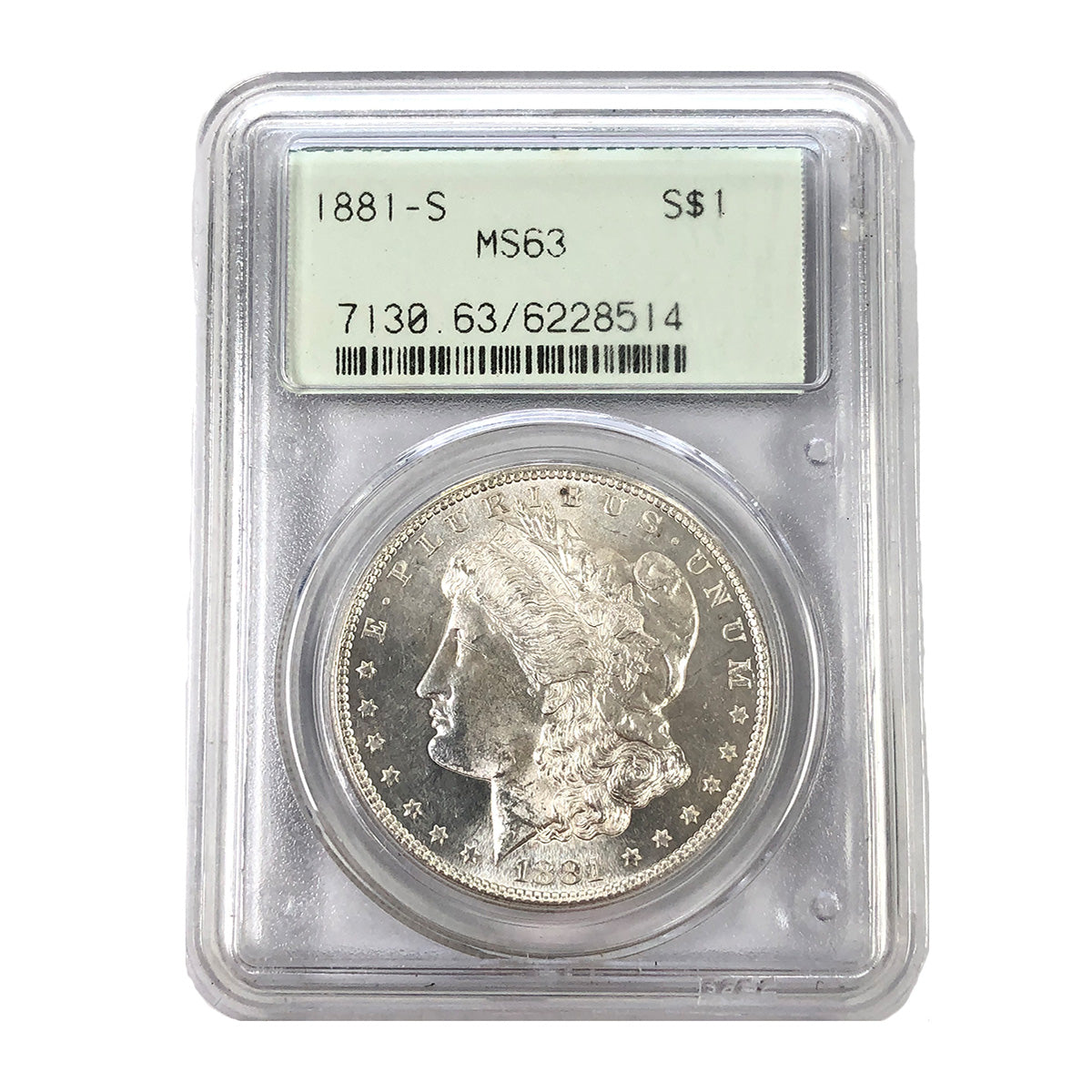 1881-S Morgan Silver Dollar PCGS MS63 OGH
