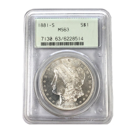 1881-S Morgan Silver Dollar PCGS MS63 OGH