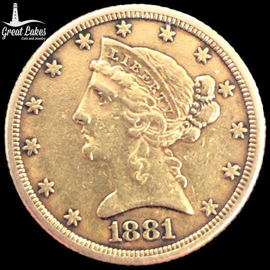 1881 $5 Liberty Gold Half Eagle (Low Premium)