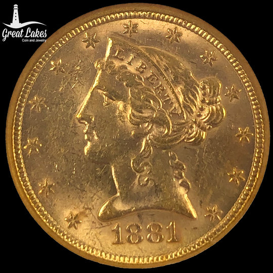 1881 $5 Liberty Gold Half Eagle NGC MS62