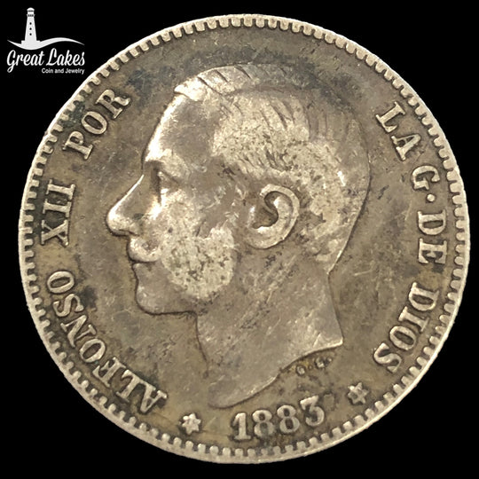 1883 Spain MS-M Una Peseta