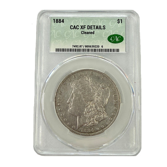 1884 Morgan Silver Dollar CAC XF Details (Cleaned)