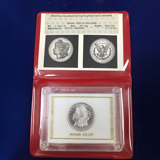 1885-O Morgan Silver Dollar ANACS MS63