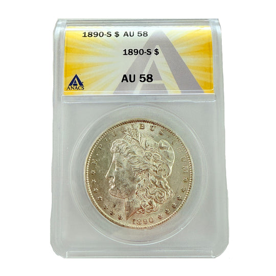 1890-S Morgan Silver Dollar ANACS AU58