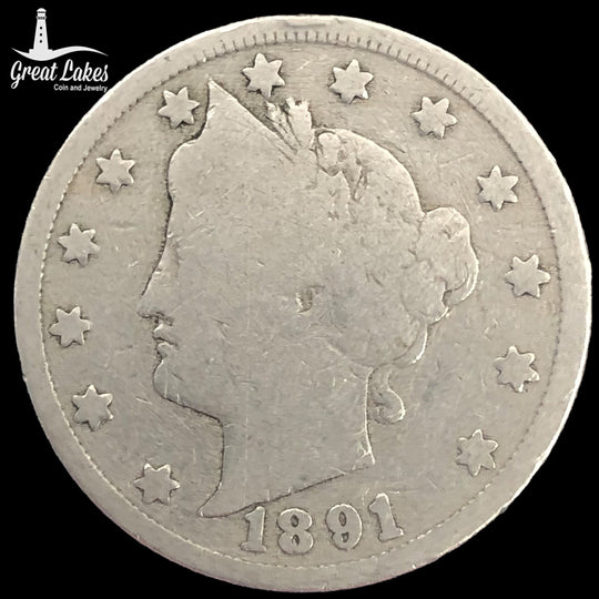 1891 Liberty Head V Nickel (G)