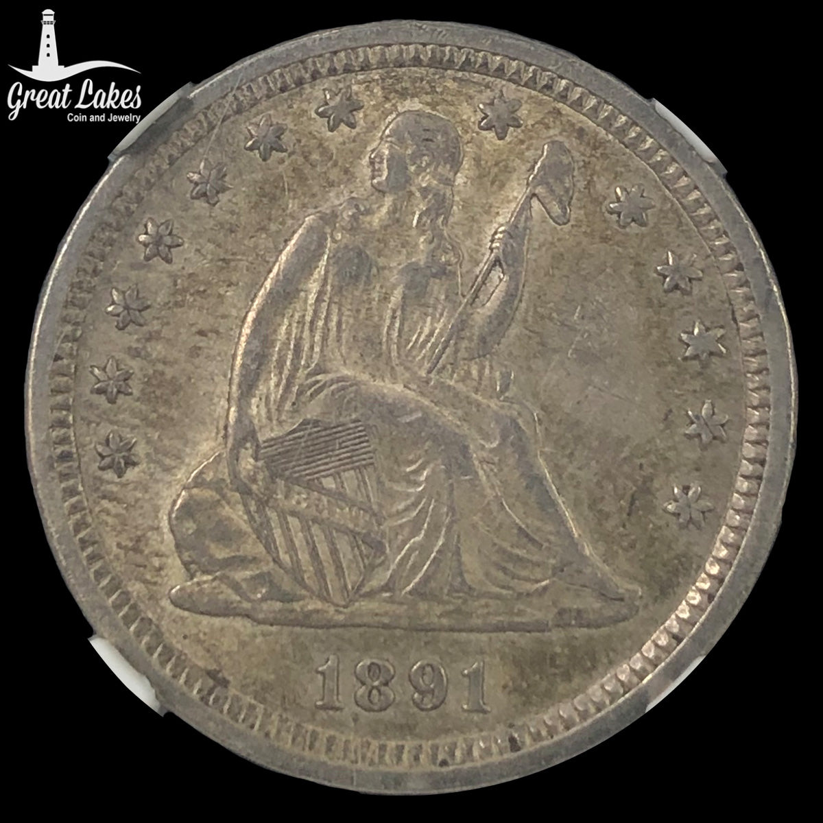 1891 Seated Liberty Quarter NGC AU58