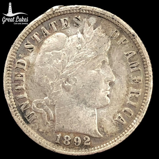 1892 Barber Dime Love Token (XF Details)