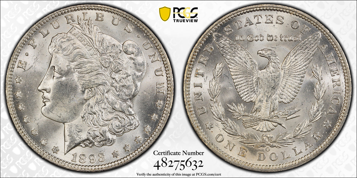 1893-O Morgan Silver Dollar PCGS Uncirculated Details - Wheel Mark