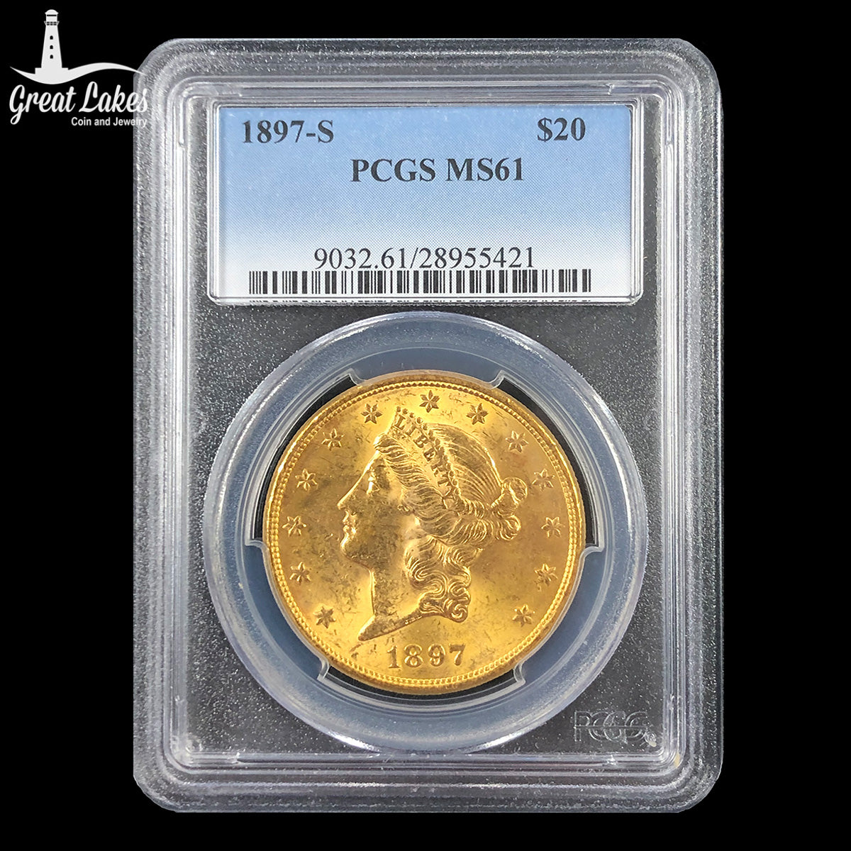 1897-S $20 Liberty Gold Double Eagle PCGS MS61