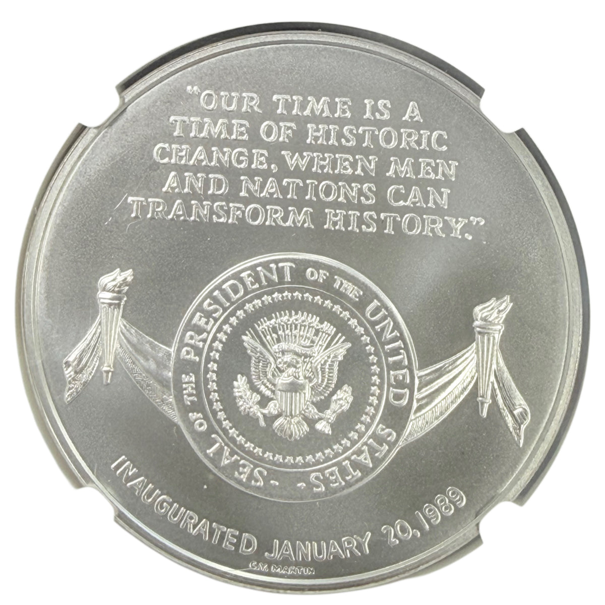 2021 George H.W. Bush 1 oz Silver Presidential Medal NGC MS69 First Day of Issue (Coin & Chronicles Set)