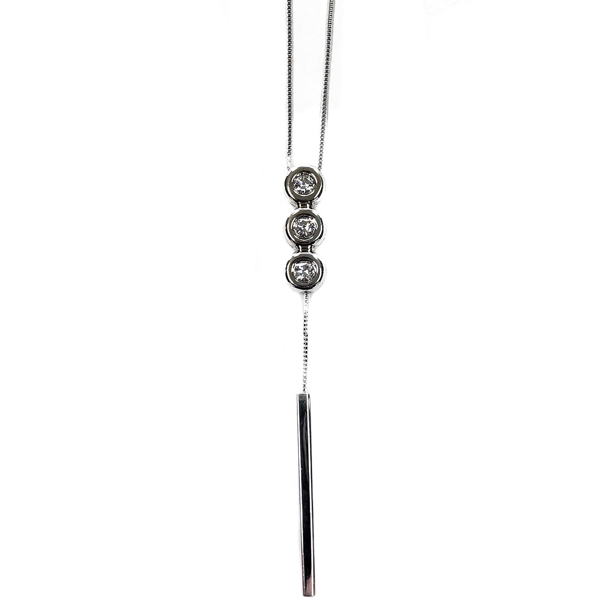 18 k White Gold Diamond Drop Necklace