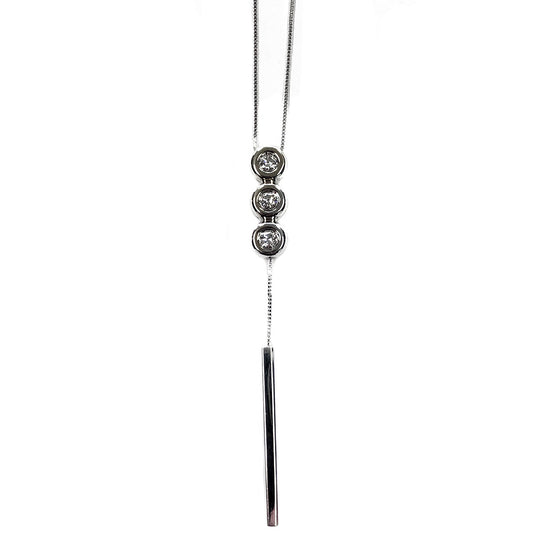 18 k White Gold Diamond Drop Necklace