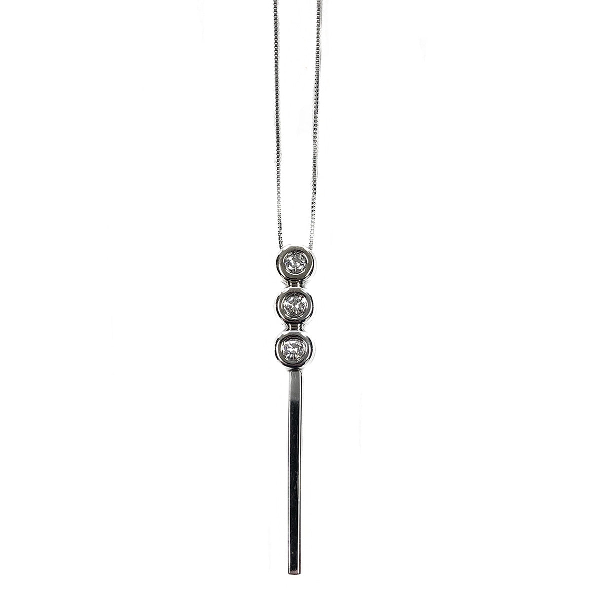 18 k White Gold Diamond Drop Necklace
