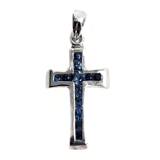 18 k White Gold & Sapphire Cross