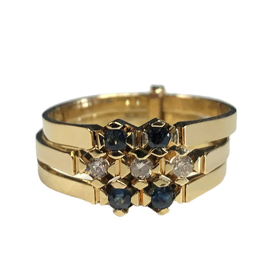 18k Gold Diamond & Sapphire Harem Ring