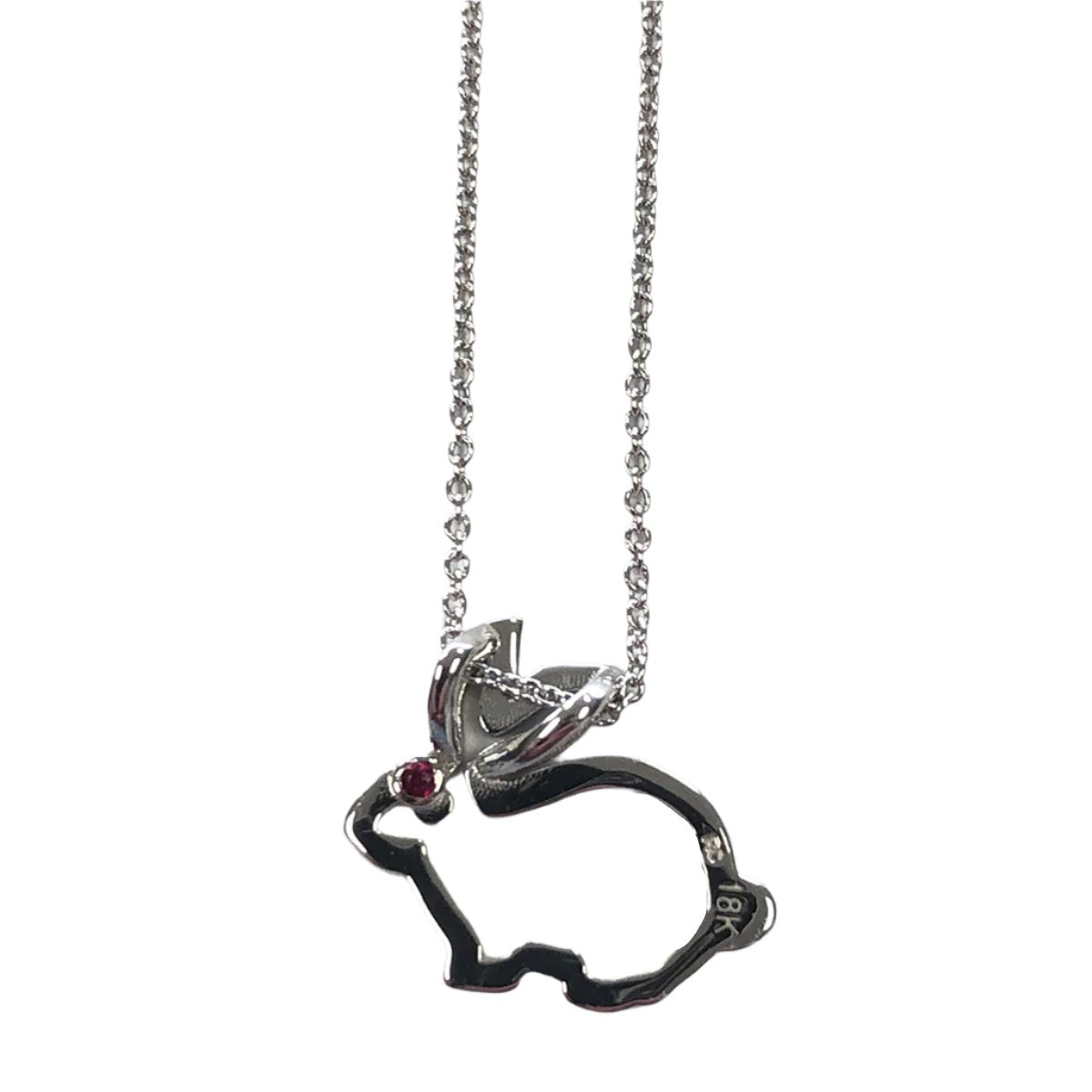 18k Gold &amp; Ruby Bunny Necklace