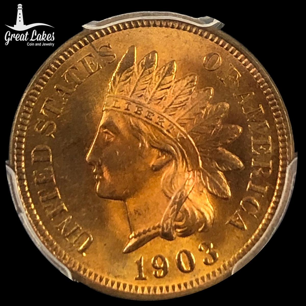 1903 Indian Cent PCGS MS65+RB CAC
