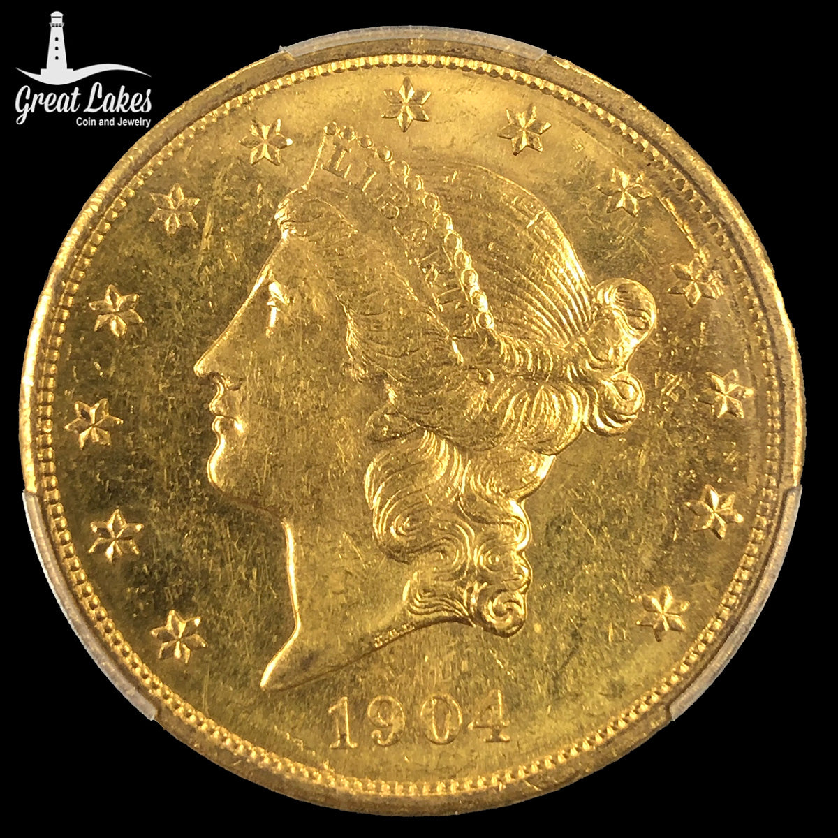 1904 20 Liberty Gold Double Eagle PCGS MS62 PL Great Lakes Coin 1904-20-liberty-gold-double-eagle-pcgs-ms62-pl-great-lakes-coin