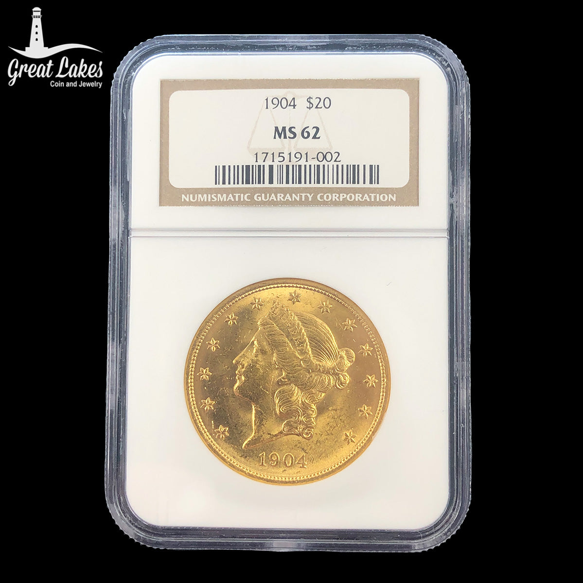 1904 $20 Liberty Gold Double Eagle NGC MS62