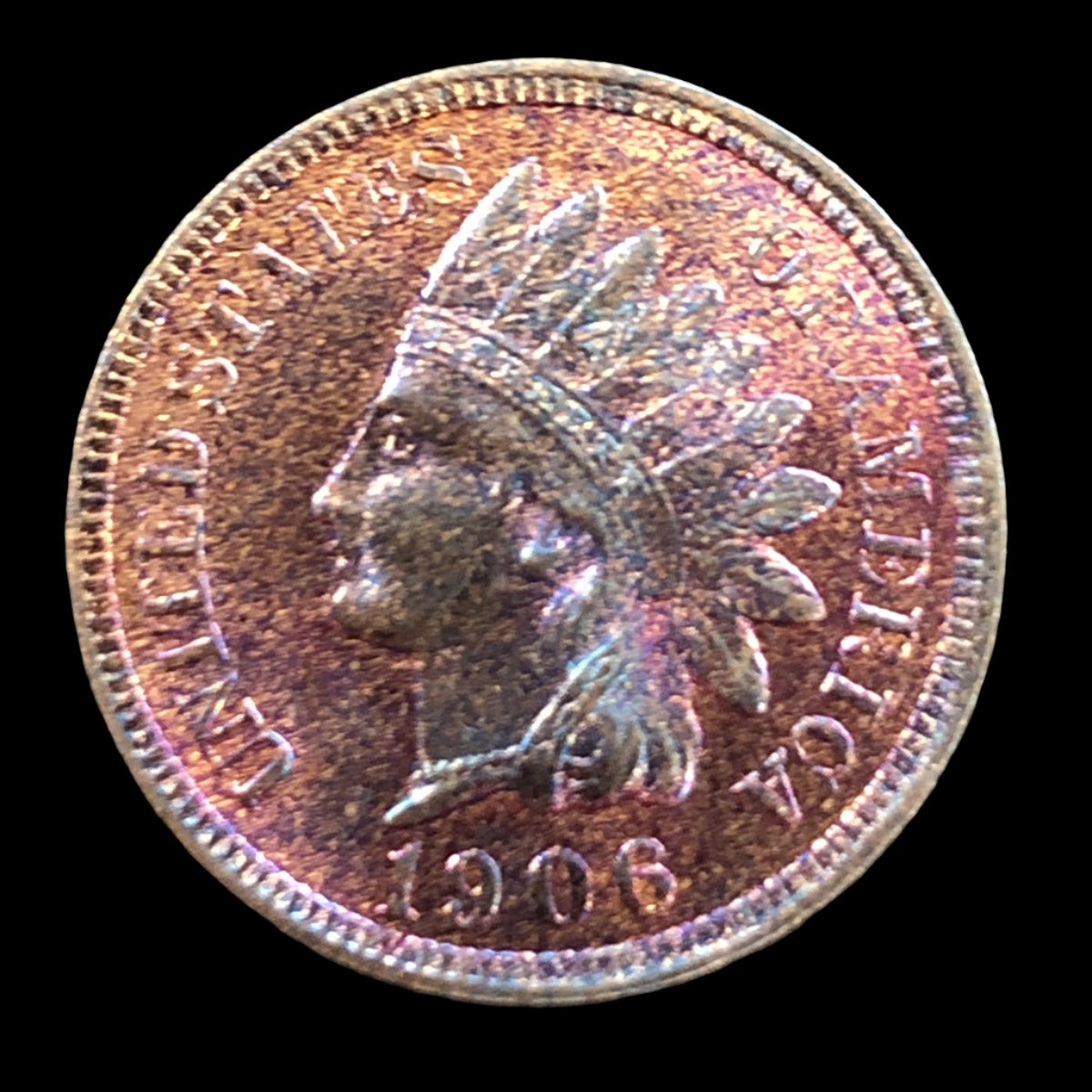 1906 Indian Head Cent Toned (BU)