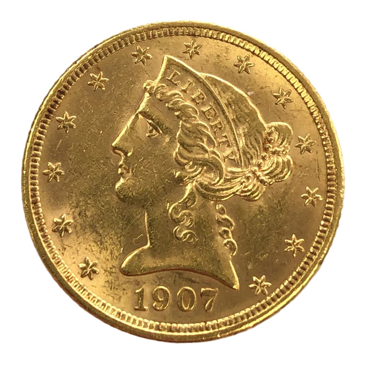 1907-D $5 Liberty Gold Half Eagle (AU Details)