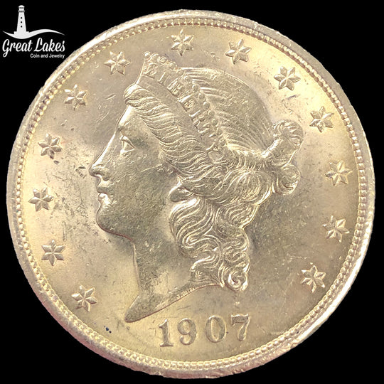 1907 $20 Liberty Gold Double Eagle (AU)