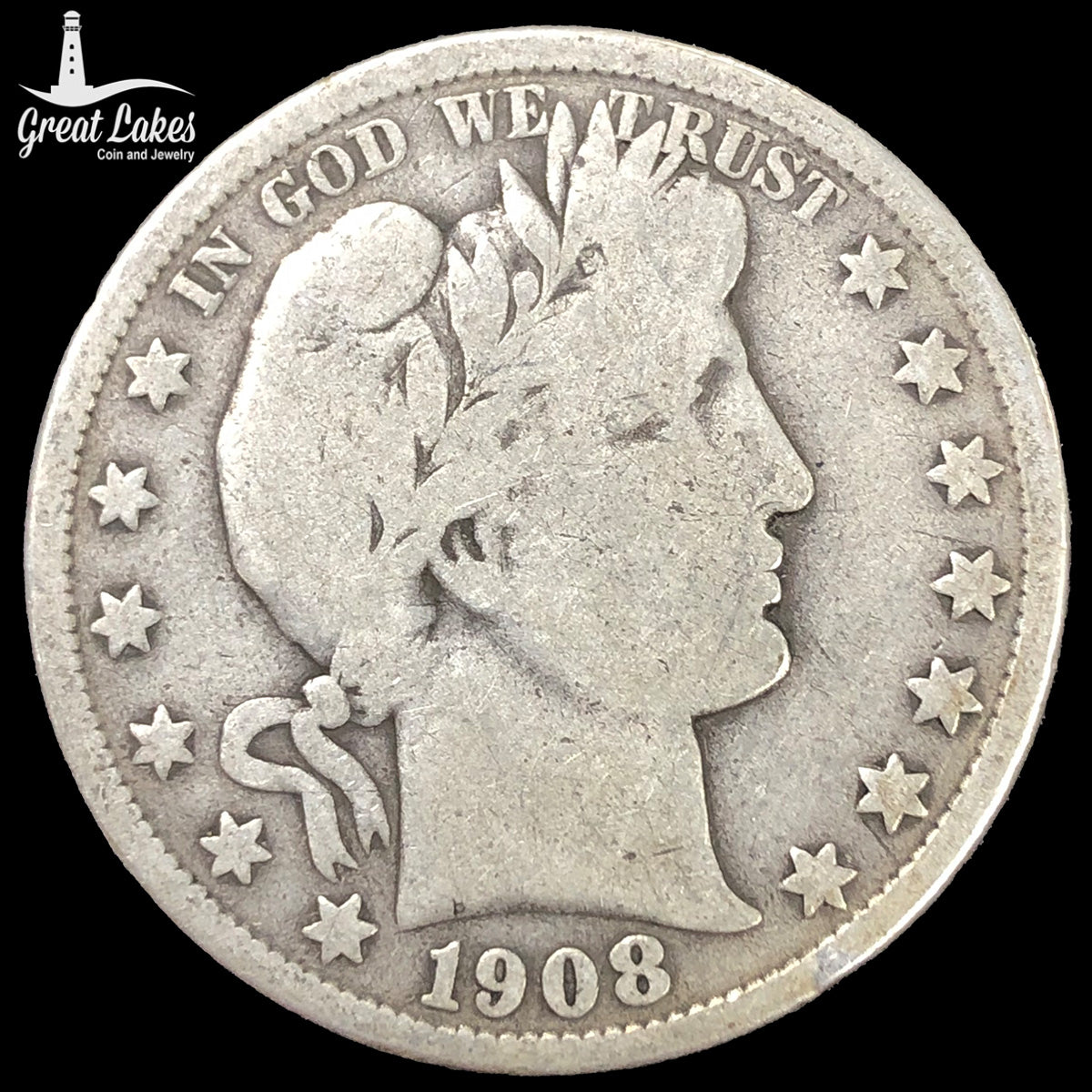 1908-D Barber Half Dollar (VG)