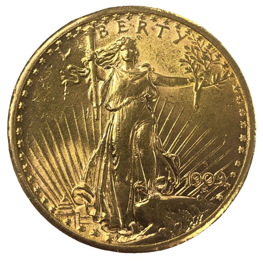 1909-S $20 Saint Gaudens Gold Double Eagle (AU Details)