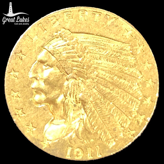 1911 $2.50 Indian Gold Quarter Eagle (XF)