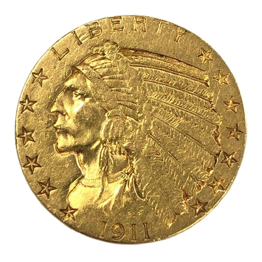 1911 $5 Indian Gold Half Eagle (XF Details)