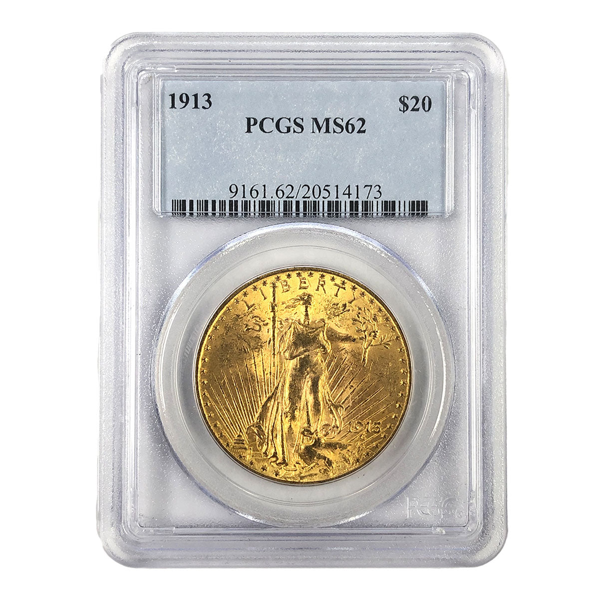 1913 $20 Saint Gaudens Gold Double Eagle PCGS MS62