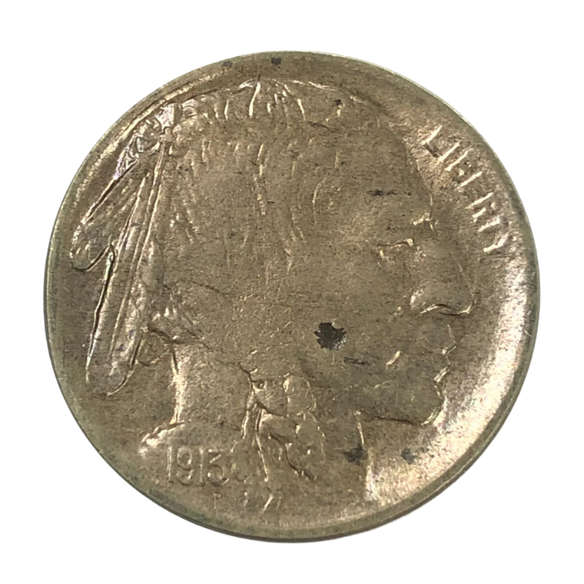 1913 Type 2 Buffalo Nickel (AU) (Planchet Defect Obverse)