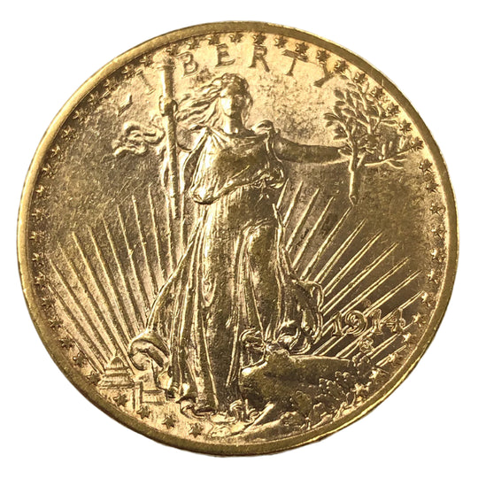 1914-D $20 Saint Gaudens Gold Double Eagle (AU)