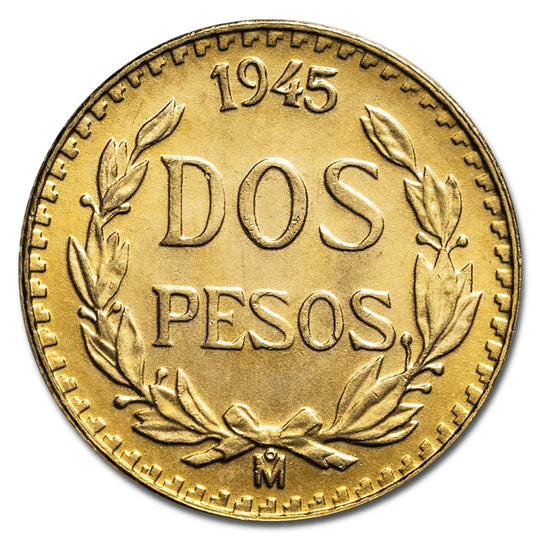 1945 Mexican Gold 2 Pesos (AU / BU)