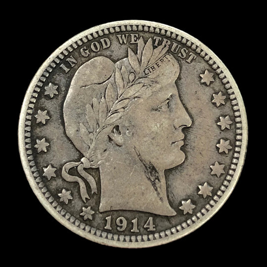 1914 Barber Quarter (VF) (Planchet Flaw)