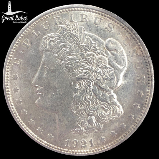 1921-D Morgan Silver Dollar (AU) (Cleaned)